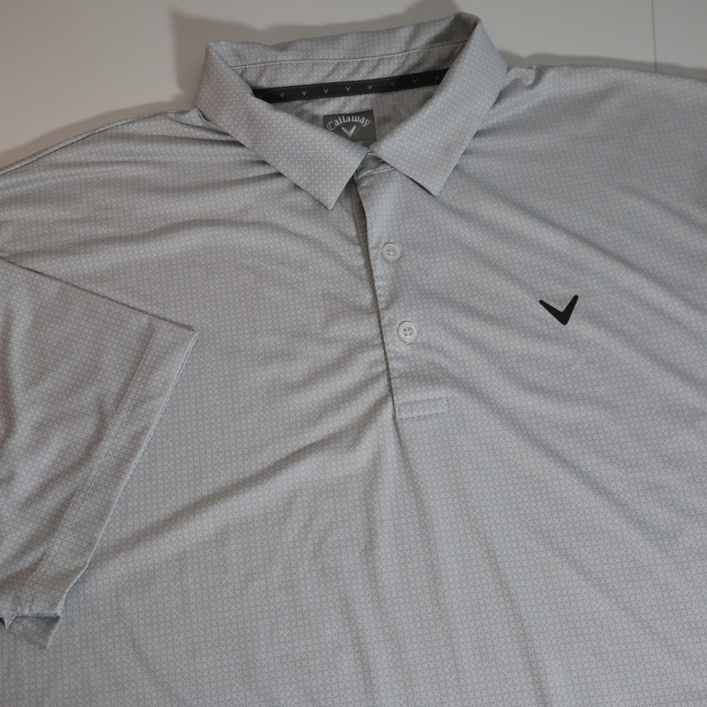Callaway Polo Shirt Mens XL Gray Opti-Dri Geometric Print Short Sleeve Golf